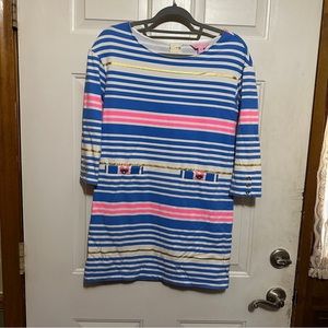 Lilly Pulitzer Lena Dress in Lapis Blue Tiki Stripe Sz X-Small 3/4 Length Sleeve